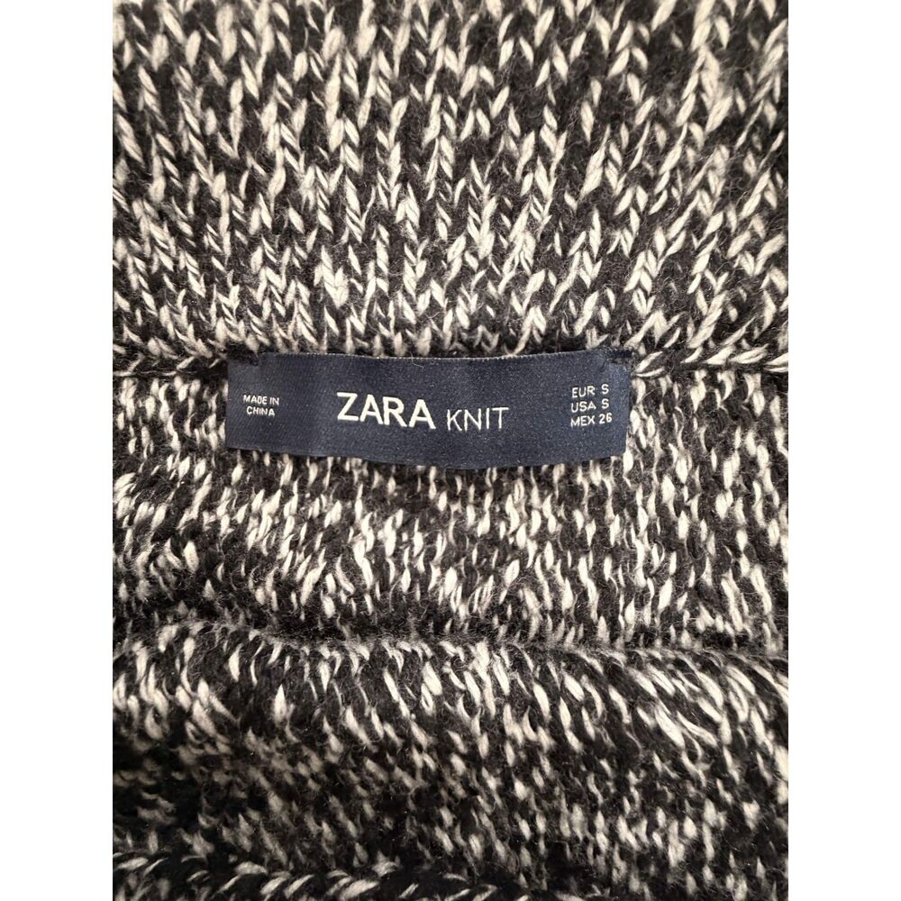 ZARA Black & White Wool Blend Knit Midi Skirt Size Small - Picture 7 of 7